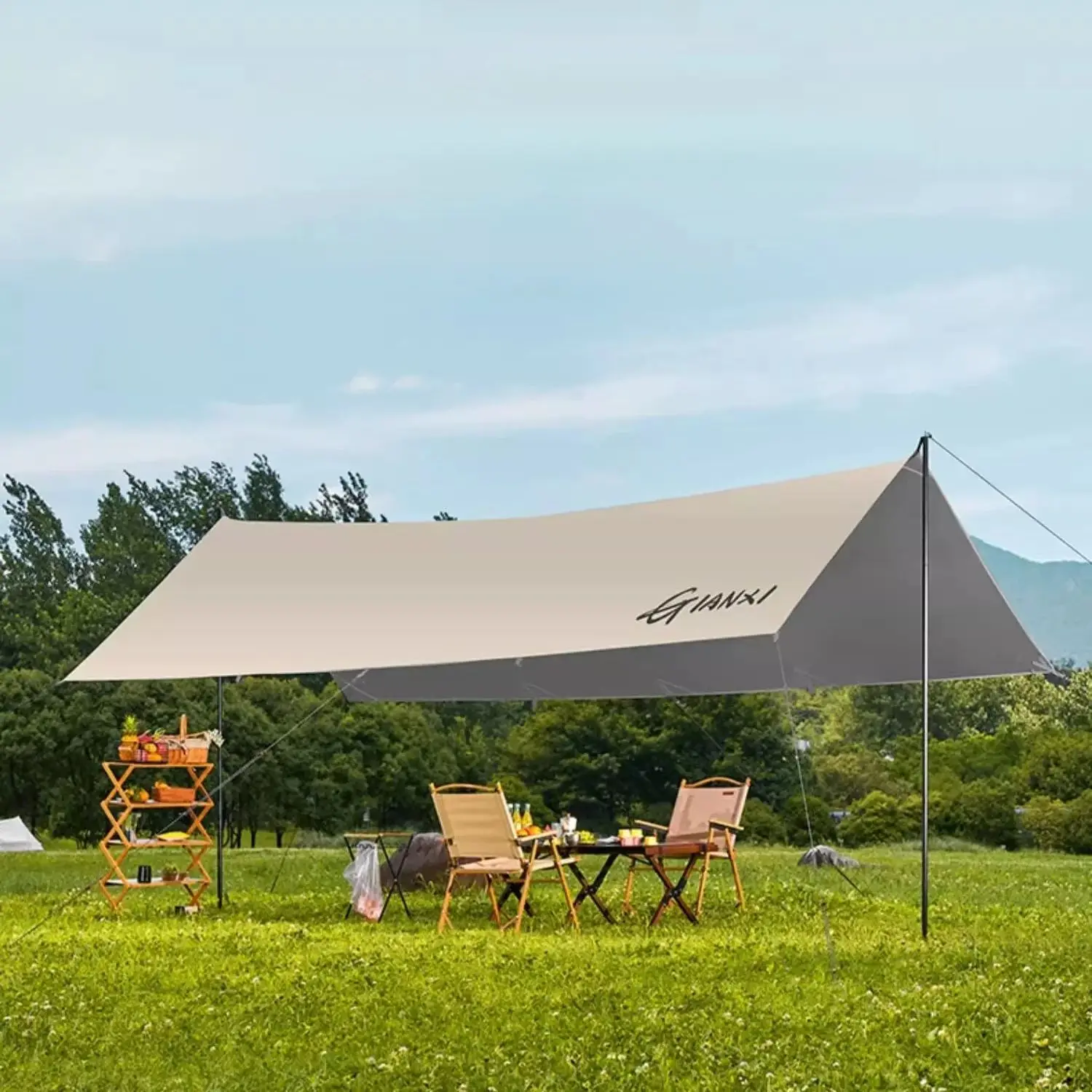 GIANXI Canopy Tent Camping Vinyl Shade For 4-15 People Tent Outdoor Sunshade Canopy Portable Extra-Large Area Camping Equipment