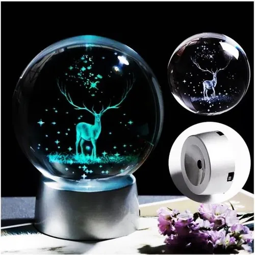 Hd My STORE 3D Deer Model Crystal Sphere Laser Illuminated Based Hologram