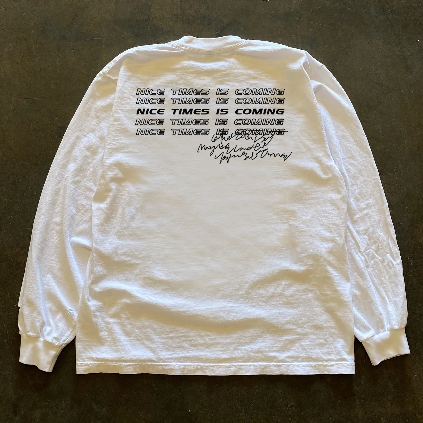 Pure Cotton 300g Heavyweight Long Sleeve T-Shirt Couple Matching Loose Fit Comfortable American Style Melted Smiling Face Design