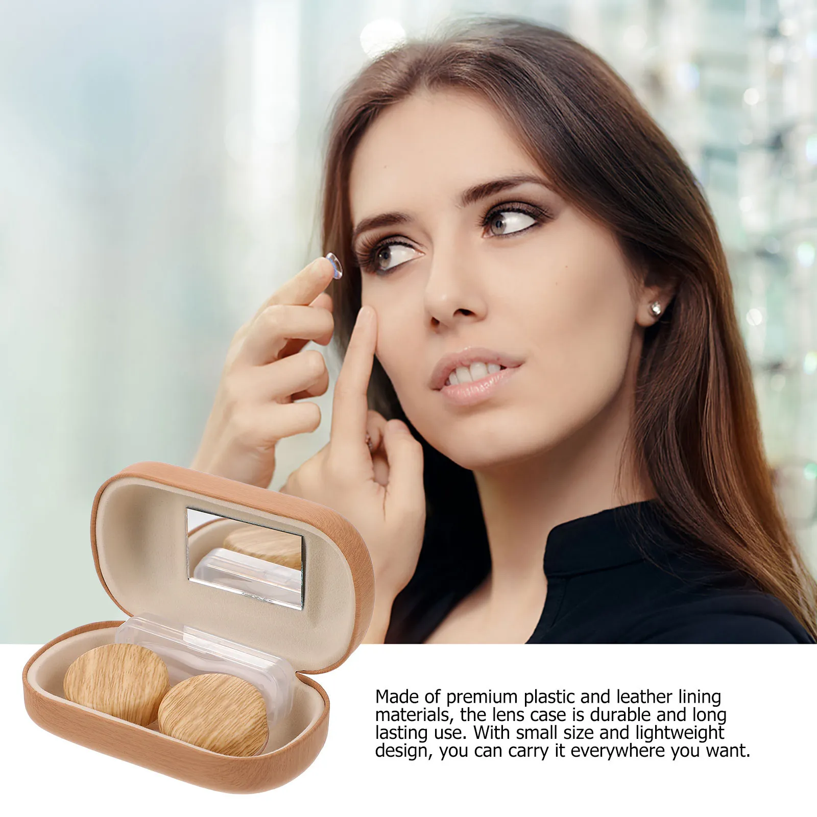 1Set Portable Contact Lens Case with Leak-Proof Seal Hygienic Storage Box Mirror Built-in Travel Friendly Lightweight Eye Lens