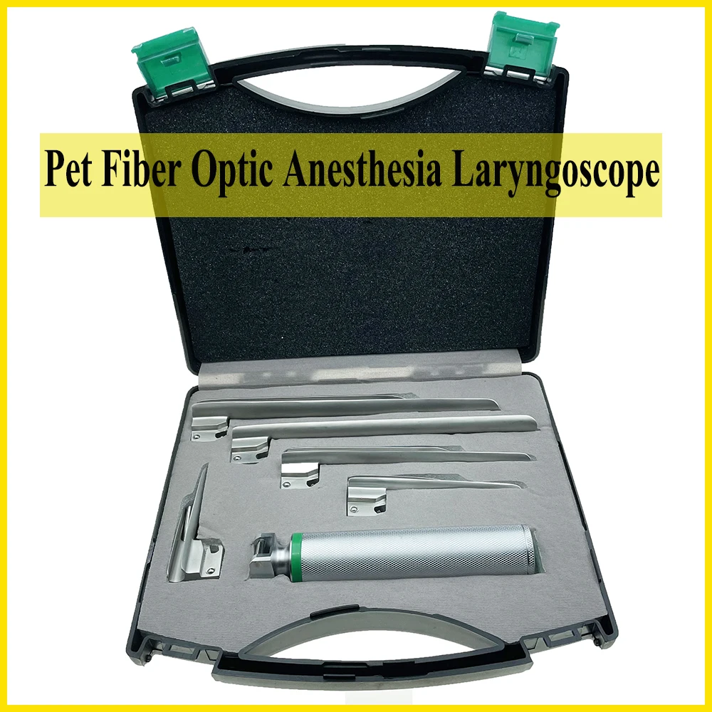 

1PCS Professional Pet 5 Blades Anesthesia Laryngoscope Animal Right Side Open Conventional Fiber Optic Intubation Clinic Tools