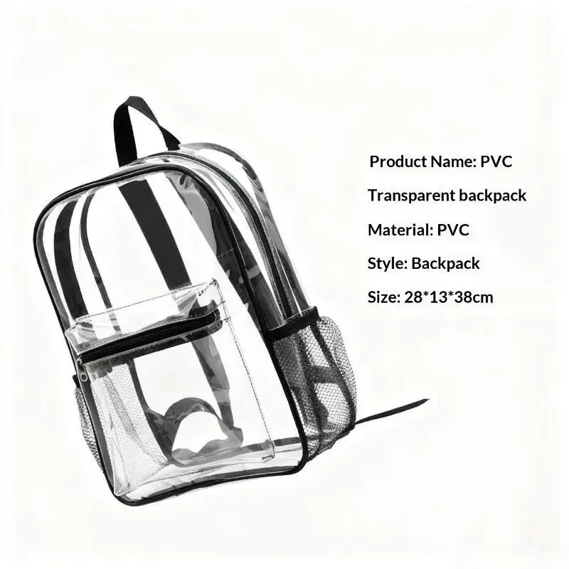 1 Stück Wasserdichter PVC Transparenter Rucksack mit Verstellbaren Trägern, Robusten Doppelreißverschlüssen für Baseball-Stadien, Leichter Transparenter Rucksack – Detail 7