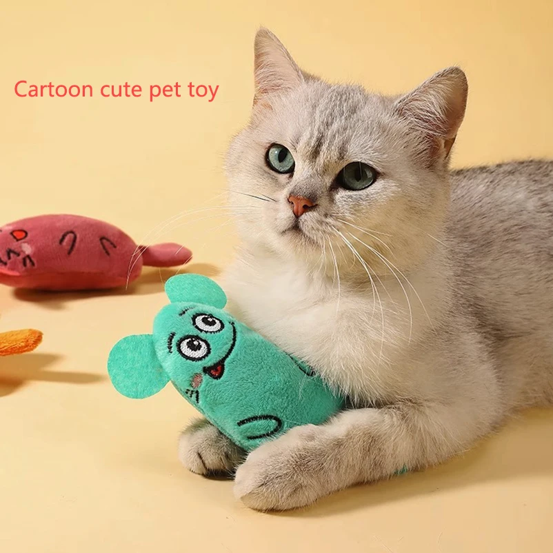 Cartoon cat and dog toy Bite resistant puppy plush doll Cat grinding teeth cleaning interactive toy