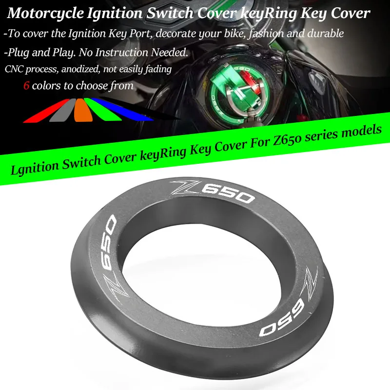 2025 New With Logo Z650 Motorcycle Ignition Switch Cover KeyRing Keyhole Key Ring Fit For Z650 Z 650 2016 - 2023 2024 2025