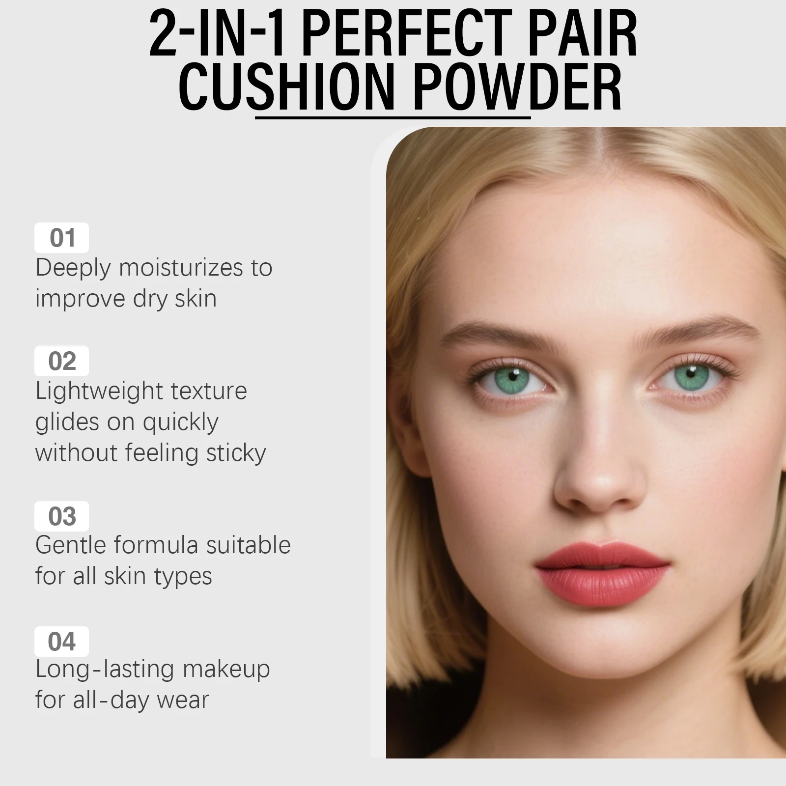 2-In-1 Cushion Compact Series, Sheer Foundation, Hydrating Lightweight, Skin-fit, All-Day Long Wear, Natural Nude, Concealer