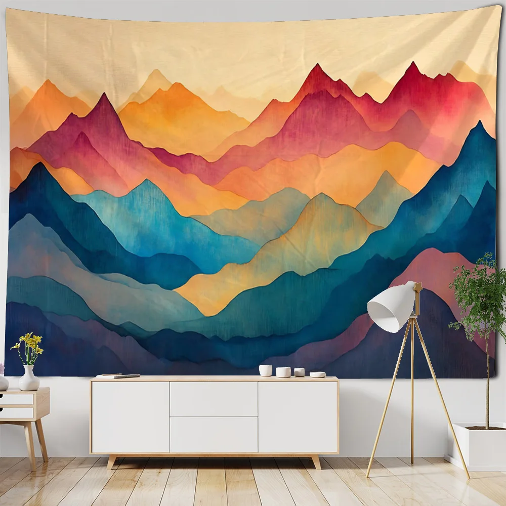 

Bohemian style tapestry landscape art painting wall hanging cloth living room minimalist decoration modern abstract mural