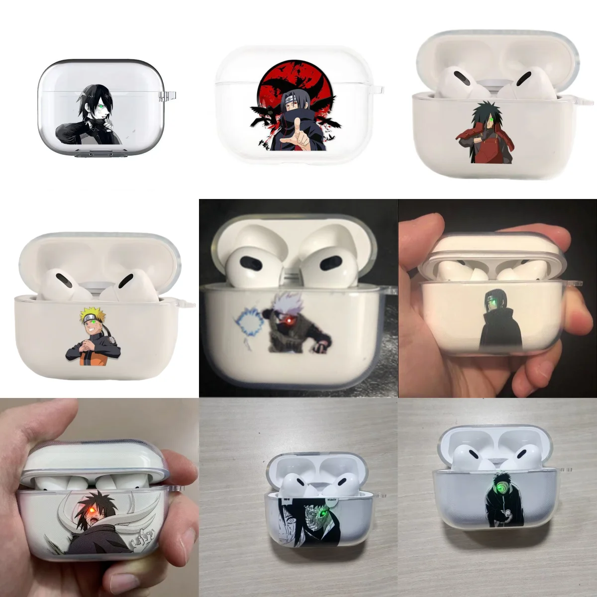 Naruto Madara Sasuke Augen Kopfhörer-Handyhülle für Apple AirPods 1 2 Pro 3 4 Pro2 2nd Obito Kakashi Headset Kopfhörer Soft Cover