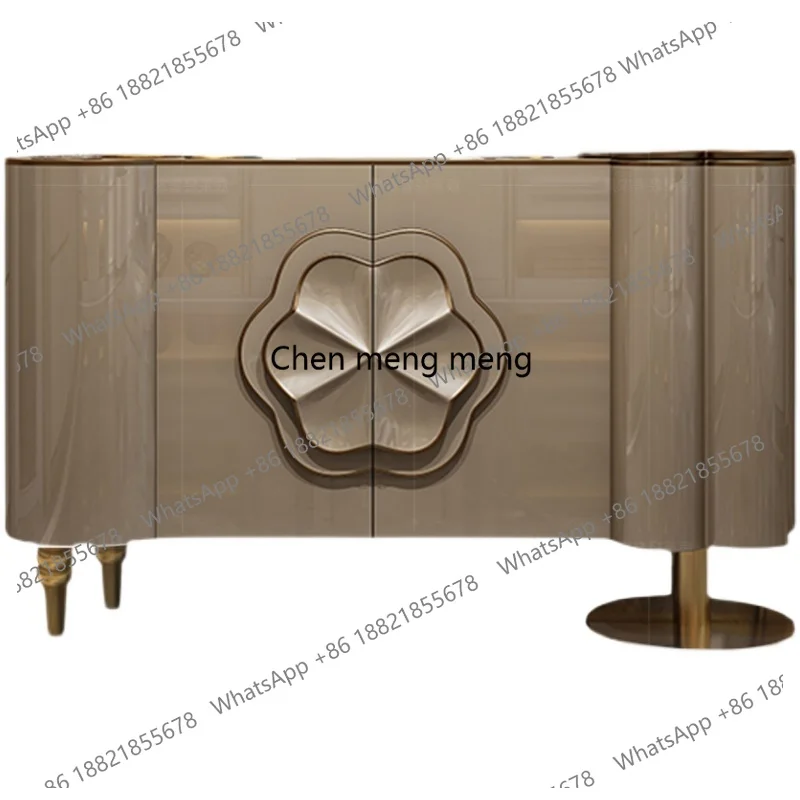 Simple post-modern porch cabinet light luxury solid wood storage decorative cabinet stainless steel paint art