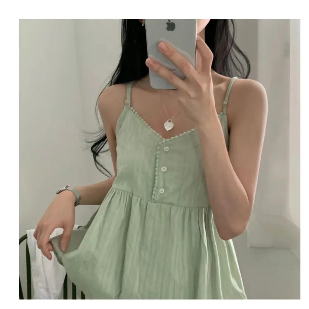 Korean Series Chic Pure Desire New Pure Cotton Small Cami Women Younger Solid All-Matching Girl Top