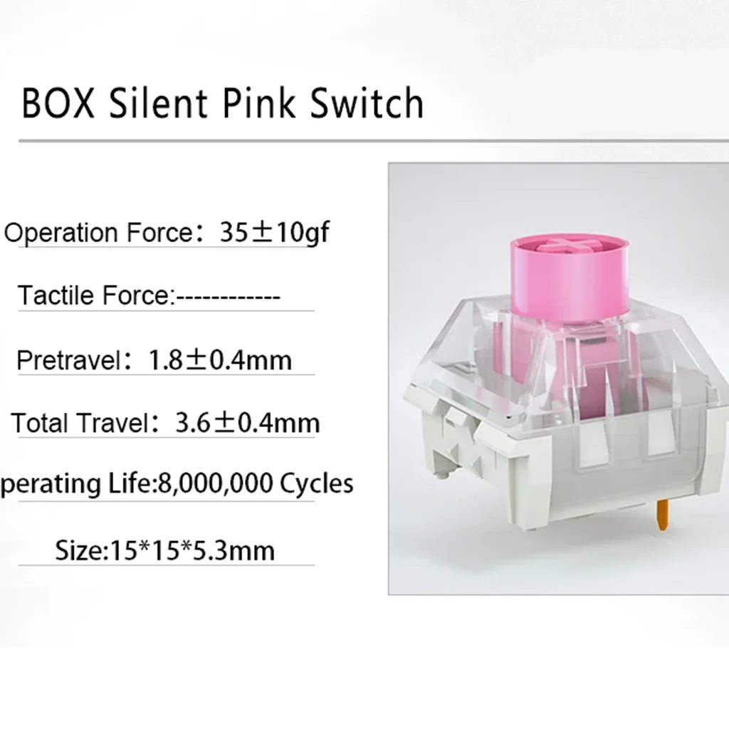 Kailh BOX Switch Silent Pink 35g Linear Keyboard Switches RGB SMD MX Mechanical Keyboard 3 Pins Mute For Job typing switch