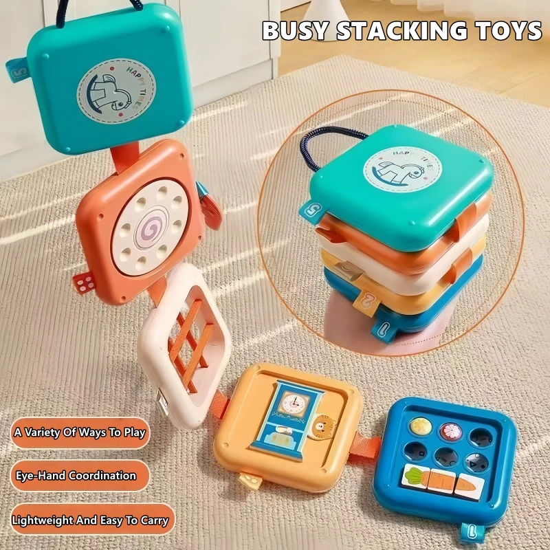 

Baby Montessori Toys Cartoon Polyhedron Busy Board Activity Cube Sensory Toy Folding Fine Motor Skill Early Educational Toys