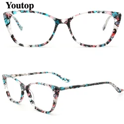 Women Tortoise Shell Cat Eye Eyeglass Frame for Women Optical Glasses Frames Vintage Floral Retro Prescription Myopia Spectacles