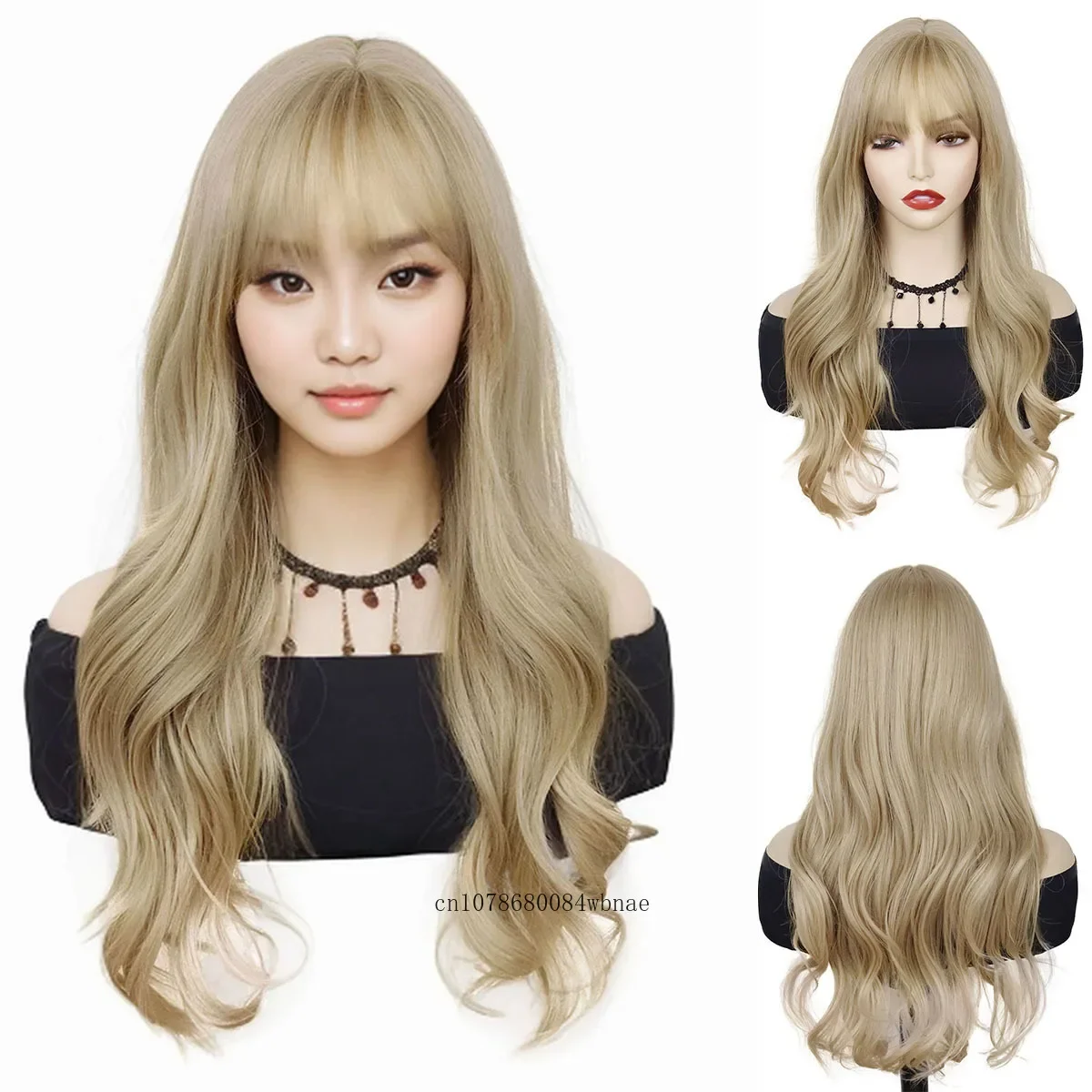 Blonde Wigs 25 Inch Long Wavy Synthetic Wig for Women Girls Natural Soft Daily Cosplay Costume Party High Temperature Fiber