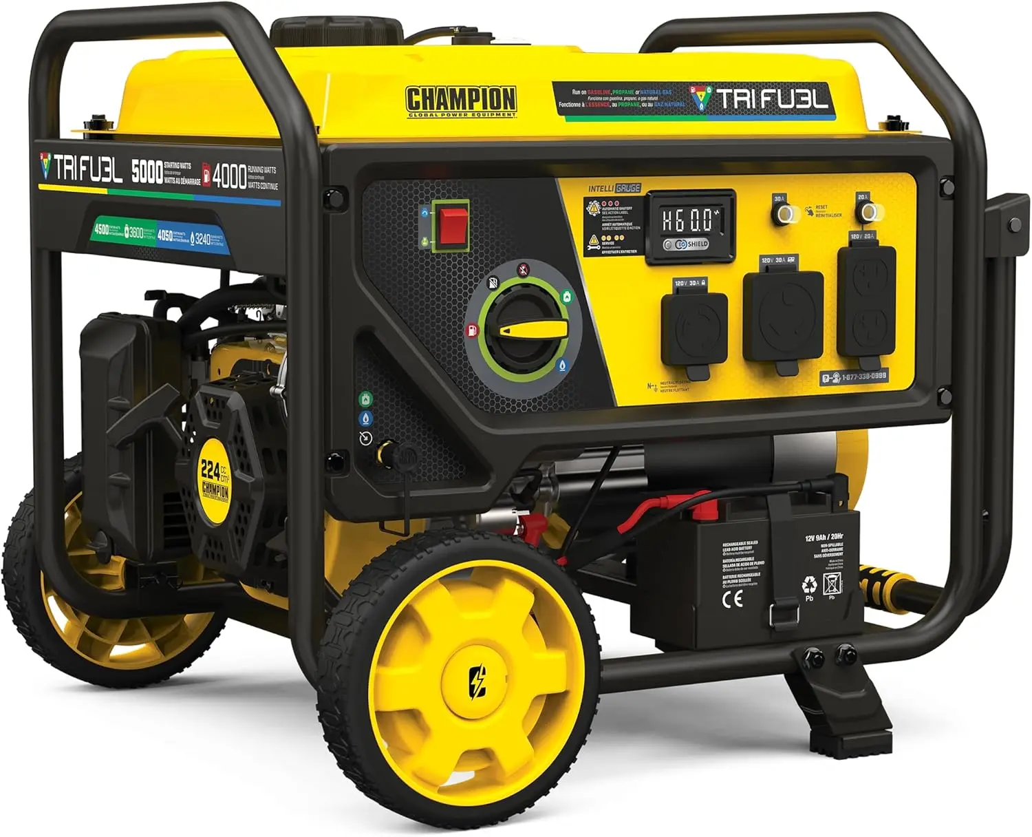

5000-Watt Electric Start Tri Fuel RV Ready Portable Generator with CO Shield