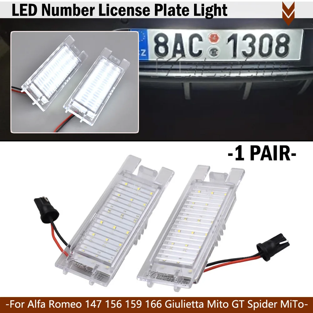 2 peças para fiat grande punto evo van prático brava bravo cinquecento croma doblo linea marea branco led luz da placa de identificação