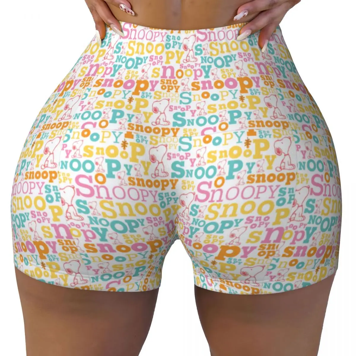 Custom Snoopy Pastel Text Pattern Workout Running Volleyball Shorts Women Dog Gym Yoga Shorts