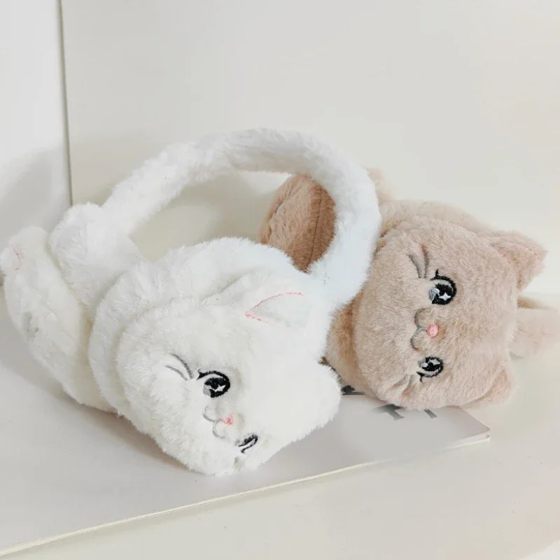 Winter Warm Cartoon Cat Earmuffs for Girls Plush Thick Soft Ear Covers Protection Ear Muffs Children's Fashion Accessories