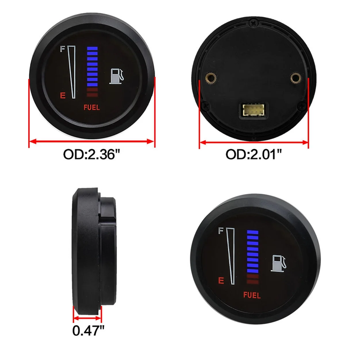 12V 2Inch 52mm Ultra Thin Car Motorcycle Fuel Level Meter Gauge Electronic 8 LED Light,Fuel Gauge