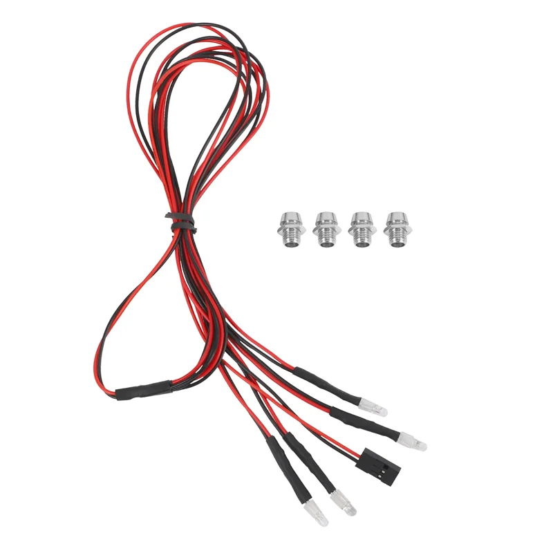 4 LED Light Kit 2 White 2 Red 3mm Headlights for 1/24 RC Crawler Car Axial SCX24 90081 AXI00002 Upgrade Parts