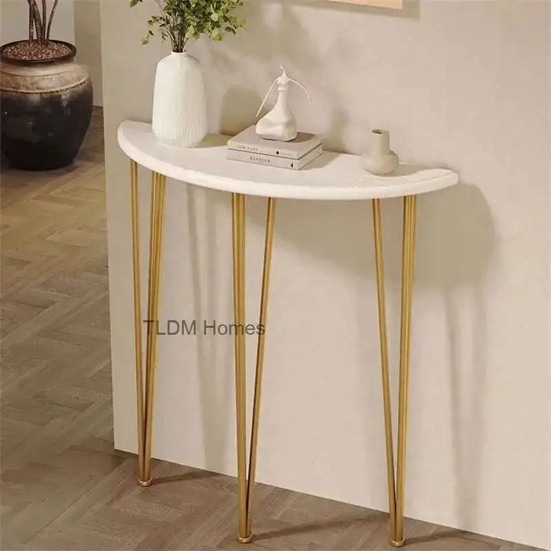 

Nordic Solid Wood Console Tables Modern Semi-circular Corner Table Light Luxury Entrance Furniture Designer Entryways Table X