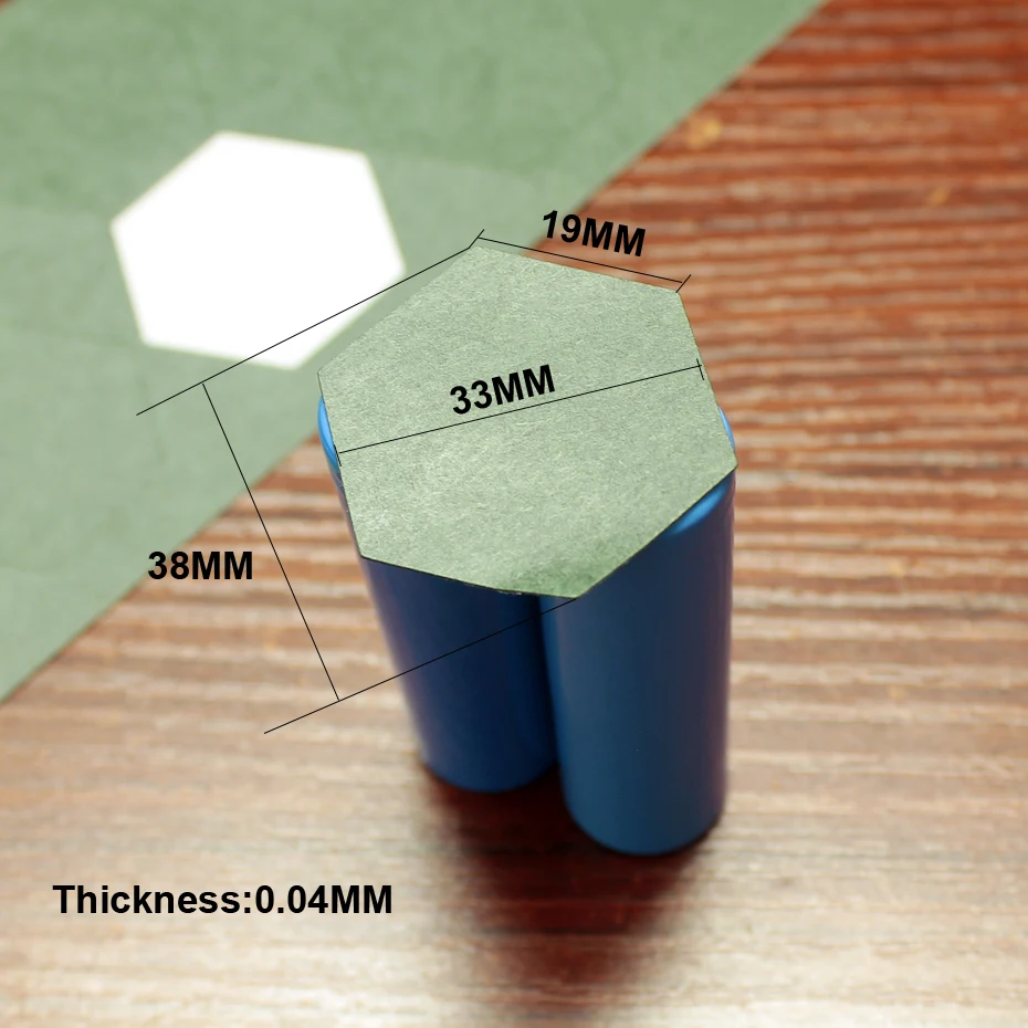 100pcs/lot 14500 Lithium Battery Pack Hexagonal Insulation Pad Polygon Solid Package Barley Paper Gasket Meson diameter 38MM