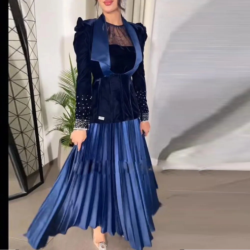 

Элегантное плиссированное вечернее платье для свадебного гостя по индивидуальному заказу, бархатное платье макси длиной до пола, платье для выпускного вечера, украшенное бисером, вечерние платья