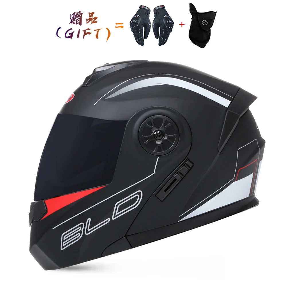 2024 Flip Up Dual Lens Motorcycle Helmet Motorbike Modular Motocross Moto Crash Full Face Helmets Unisex Winter Riding Accessory