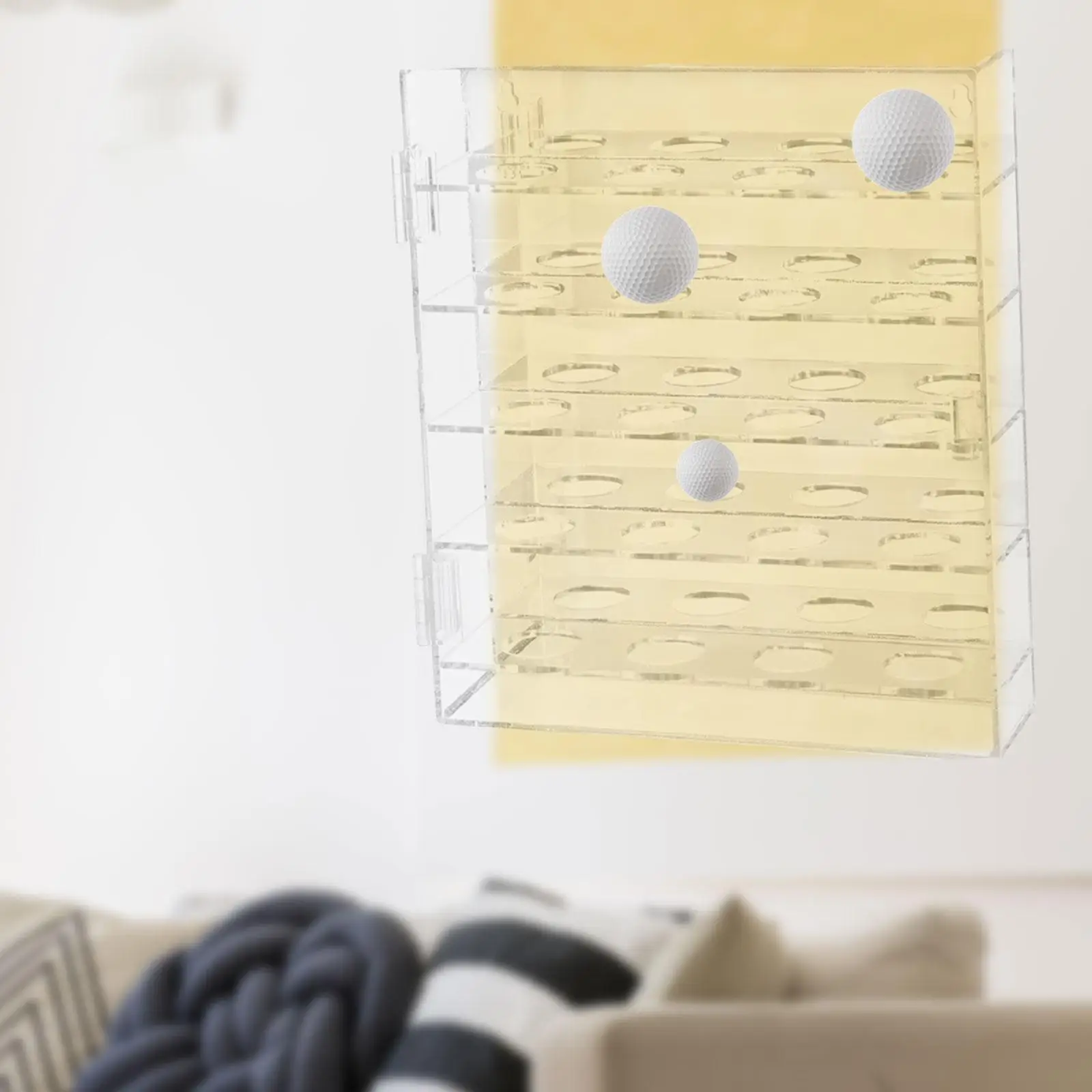 حامل كرة جولف من الأكريليك الشفاف، رف تجميع ذو سعة كبيرة لمستلزمات الجولف والجولف الداخلي