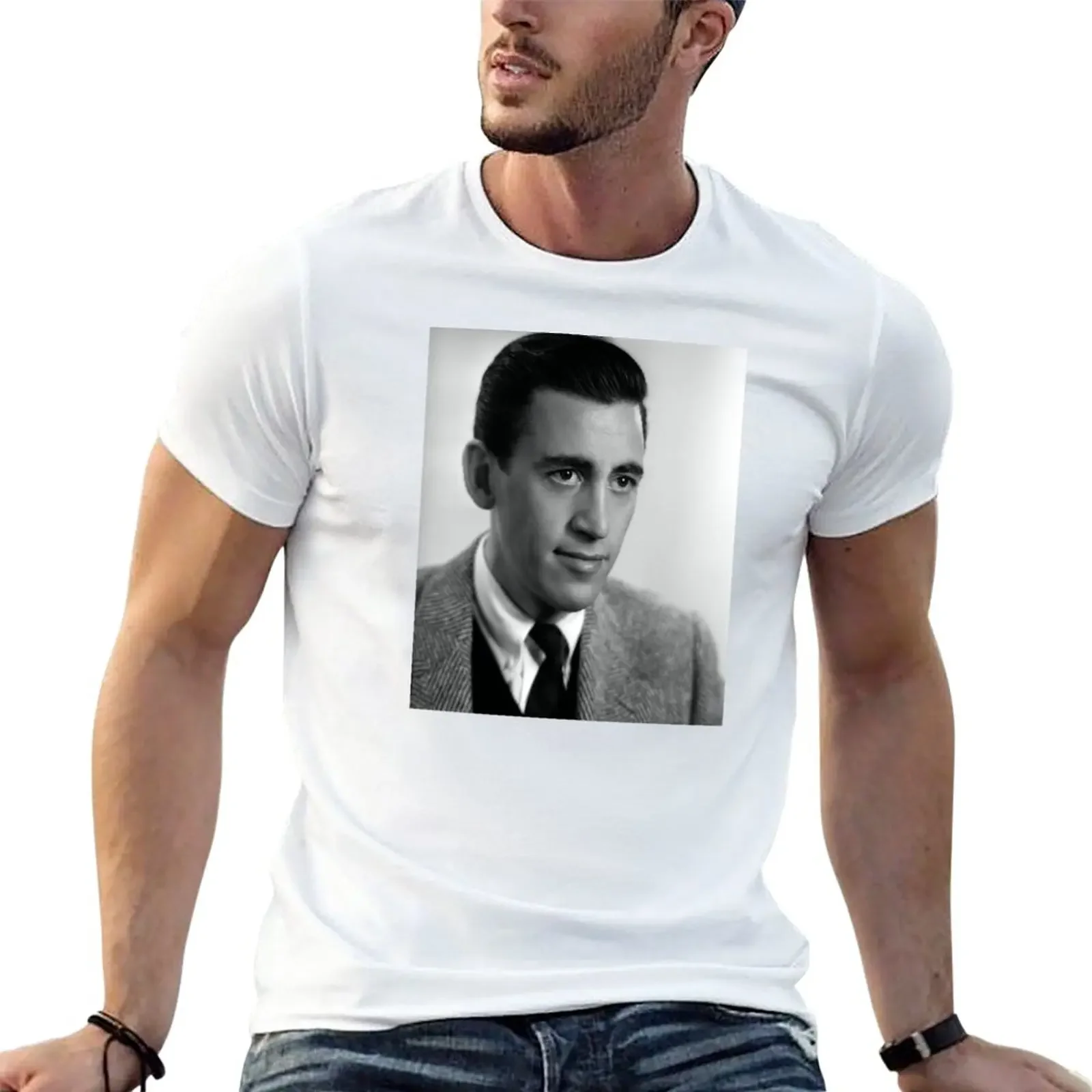 

J.D. Salinger Black and White Portrait T-Shirt vintage clothes graphics plus sizes t shirt men