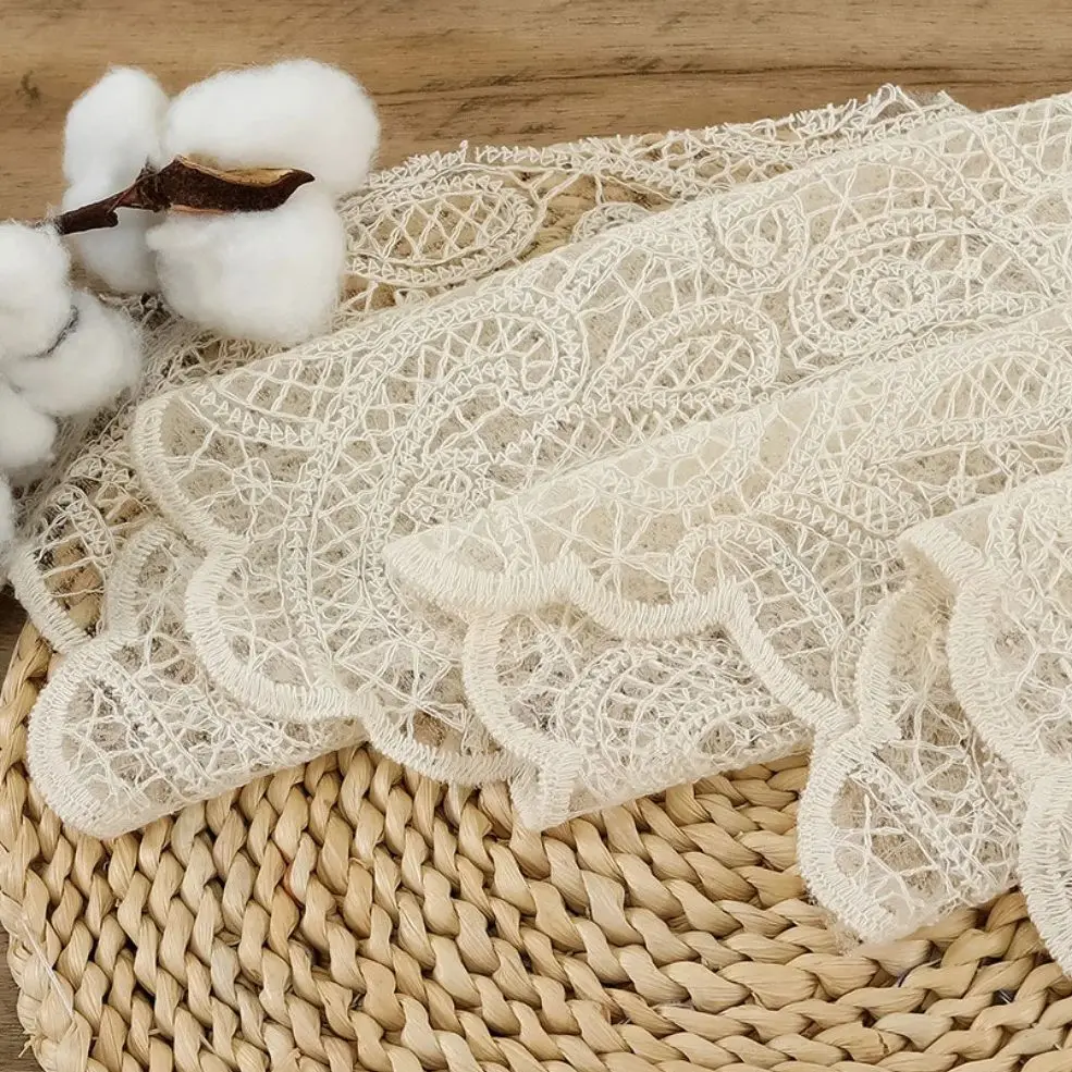 High quality water-soluble cotton thread mesh floral embroidery fabric diamond embroidery lace fabric full material 130cm width view 4