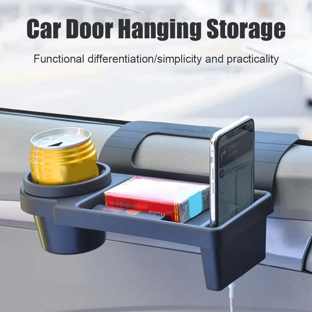 Car Door Hanging Storage Box With Cup Holder Mobile Interior Car Accessories Universal Multifunctional Organizer Phone Stan U8C7