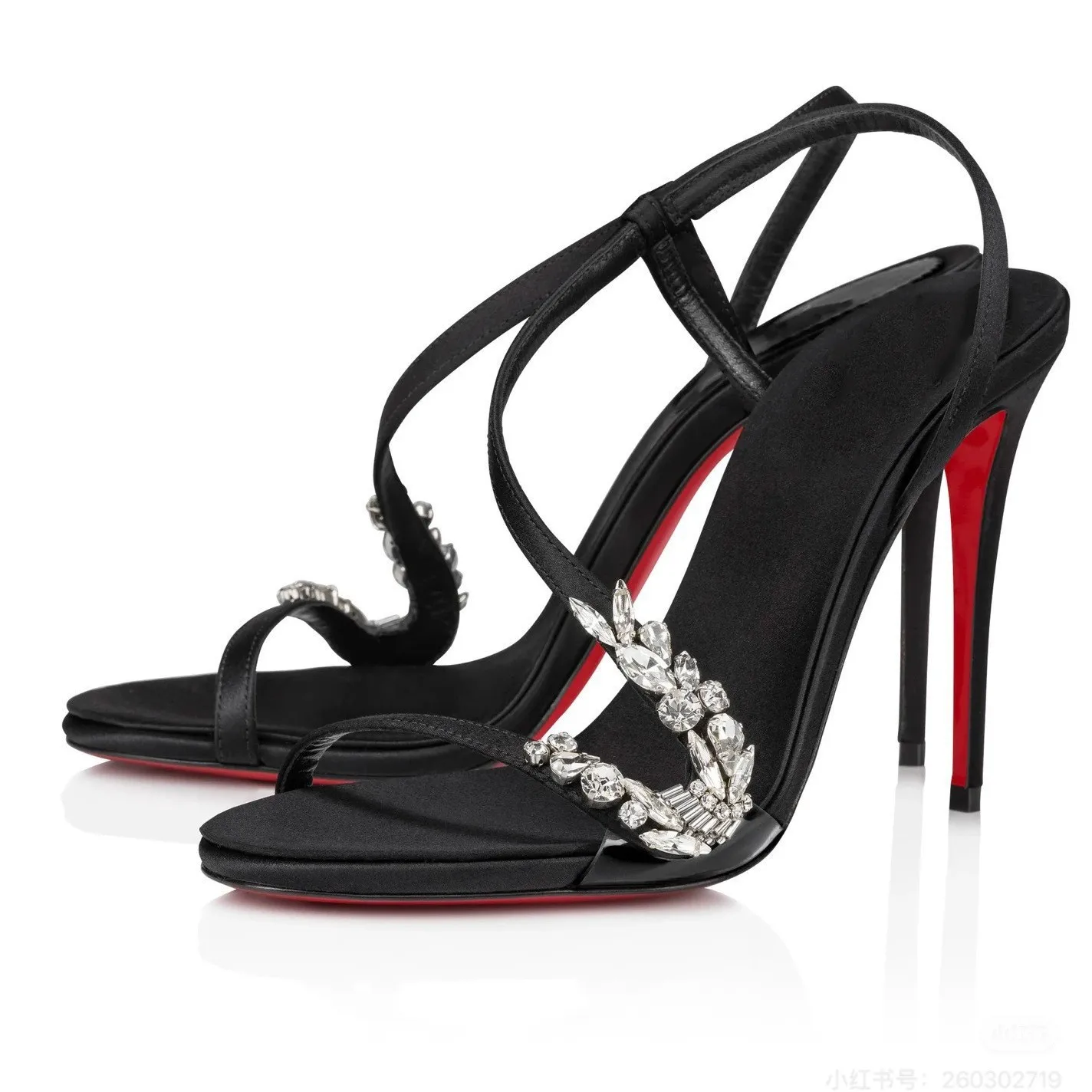 

Summer New Transparent Serpentine Silk Water Diamond with Small Size Thin Heel Sandals Banquet Dress High Heel Women's Sandals