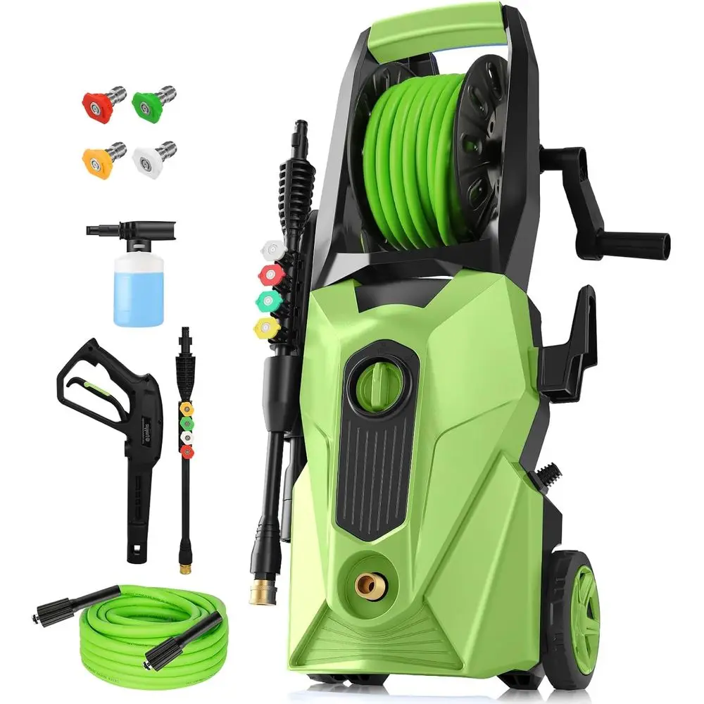 

Electric Pressure Washer 5000 PSI, 2.8 GPM Power Washer with Foam Cannon, Portable Cleaner with 33ft Hose Reel, 4 Nozzle Tips, a