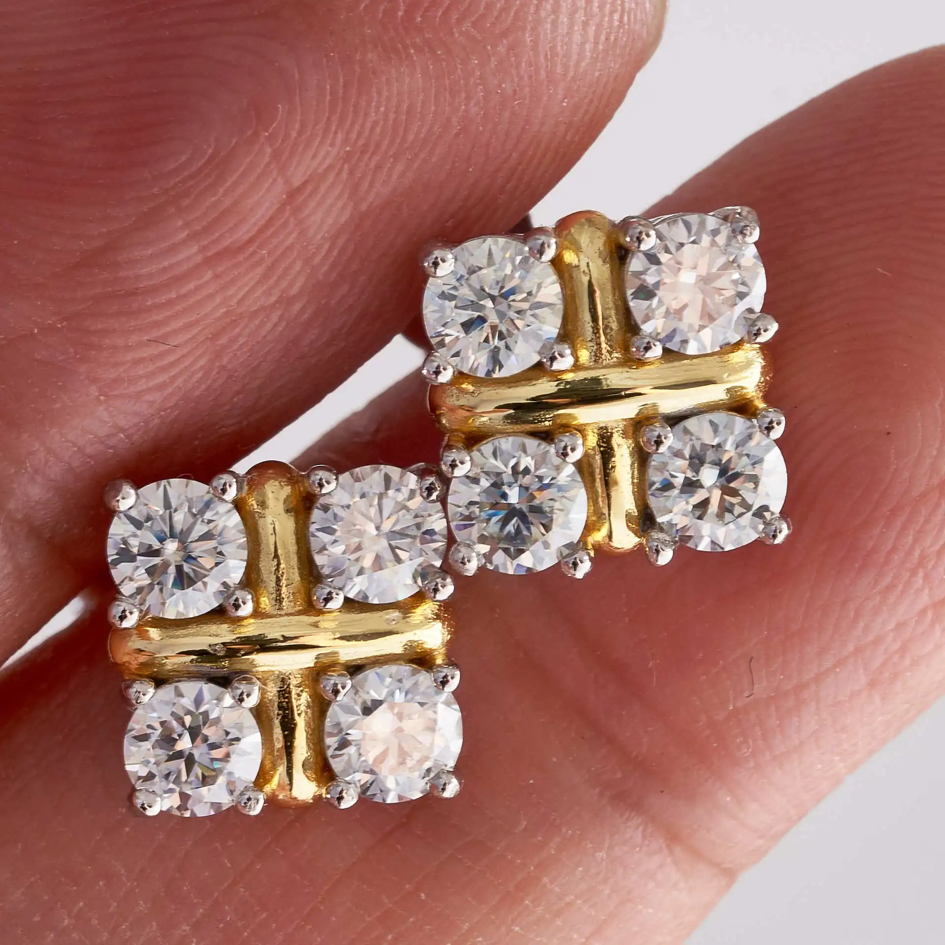3MM 0.1 Caratx4 Pcs Women Moissanite Stub Earring VVS1 Gra Moissanite Earrings For Women Classic S925 Silver Earrings Gift
