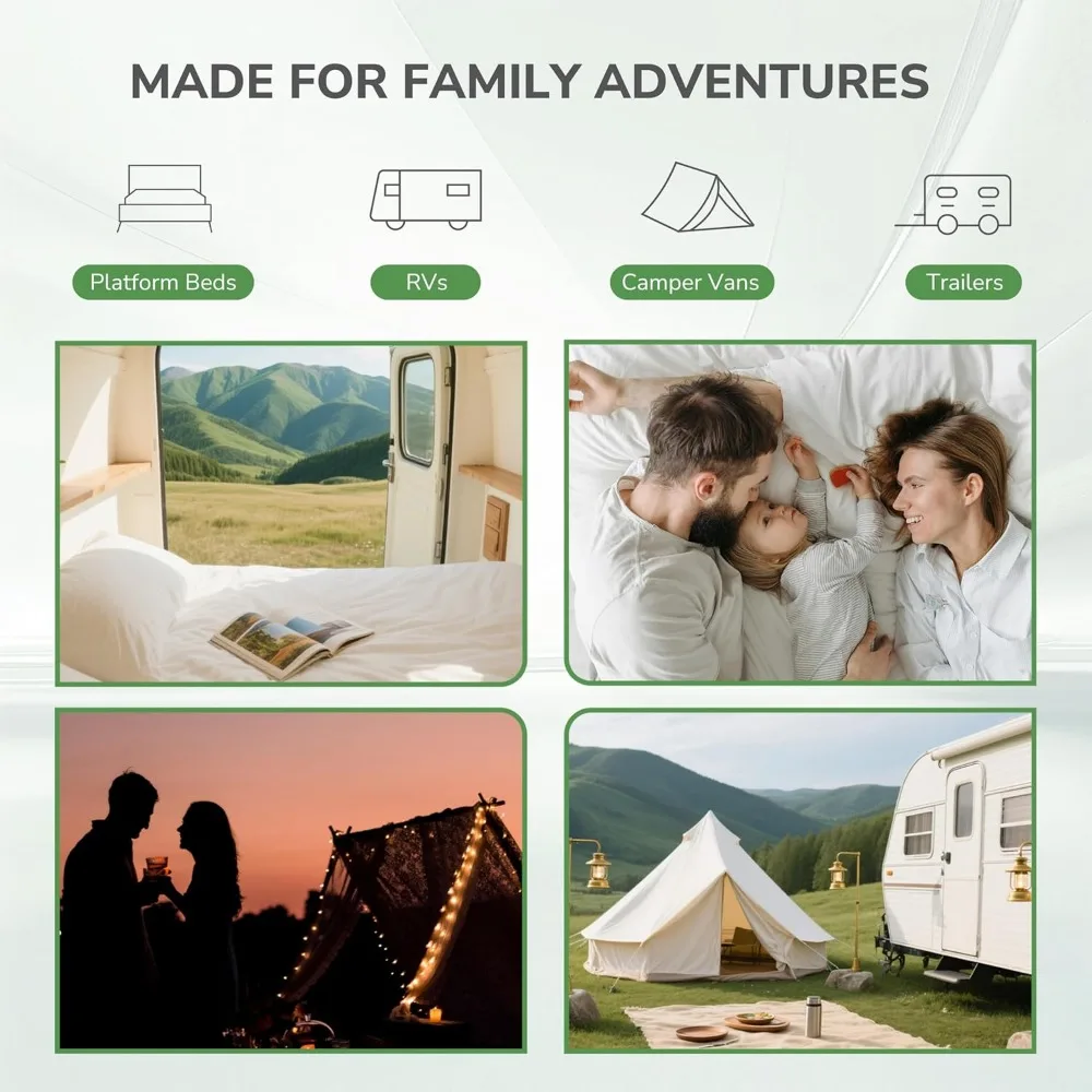 مرتبة RV مقاس 10 بوصة ثلاثة أرباع، مرتبة إسفنجية الذاكرة من جل الفحم لتخييم RV، داعمة وتنظيم درجة الحرارة، وتخفيف الضغط #5