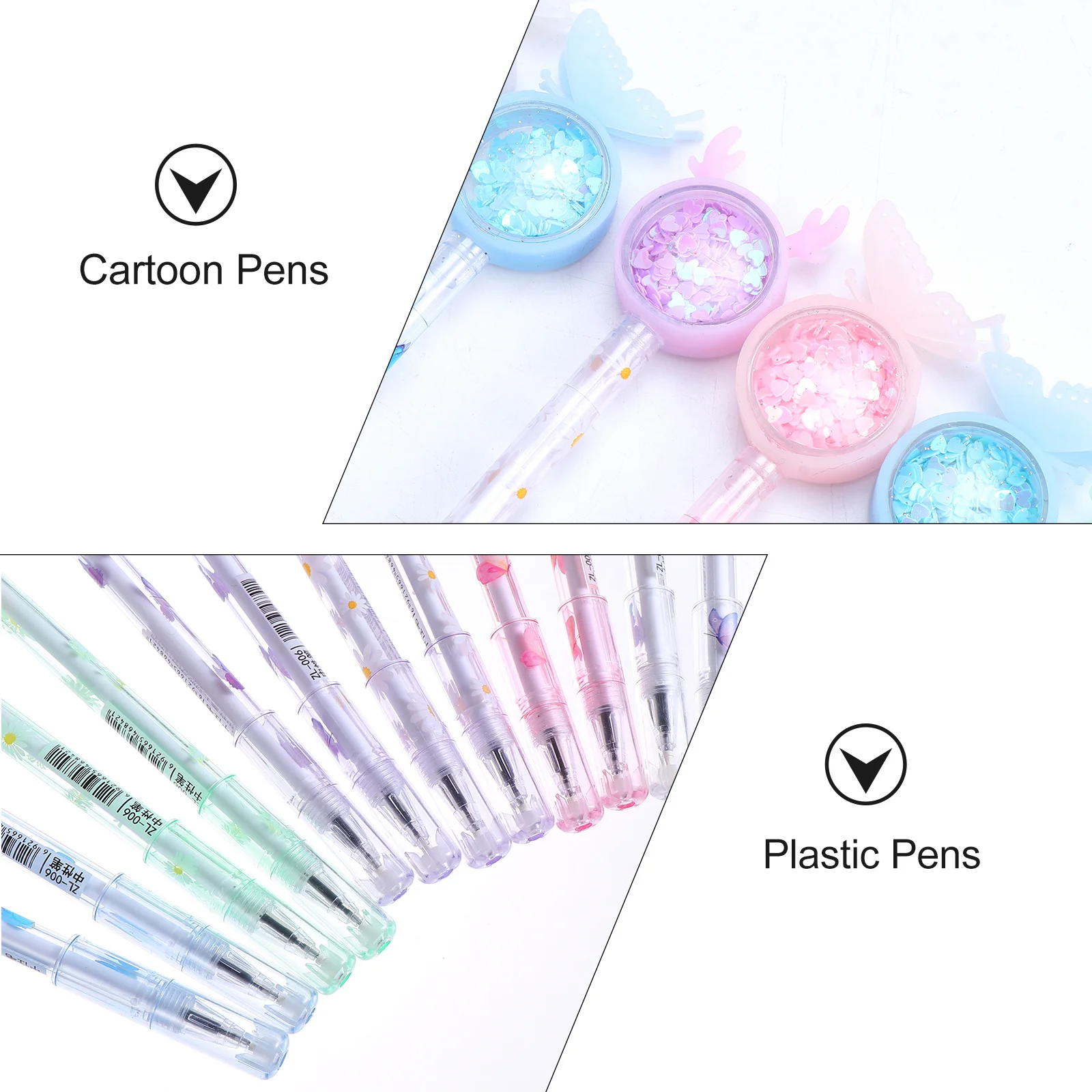 

12Pcs Cartoon Sequin Ink Pens Plastic Writing Stationery Pens Smooth Grip Student Office Teacher Supplies Student Stationery