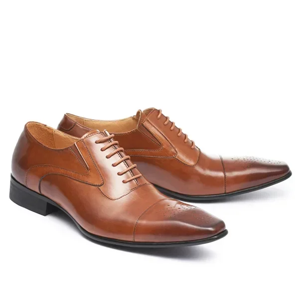 Whoholl-Chaussures Oxford en Cuir de Veau Verni pour Homme, Brogue Formel, Classique, Business