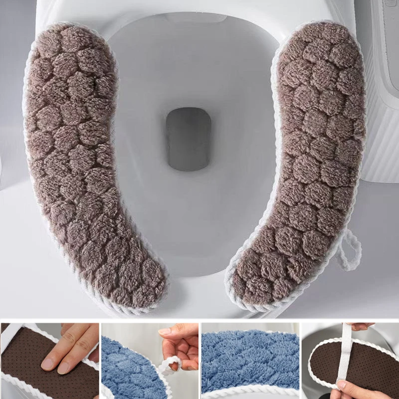 

Premium Toilet Seat Cover Washable Thickened Universal Cushion with Floral Pattern Winter Warm Soft Mat for Bathroom Decor