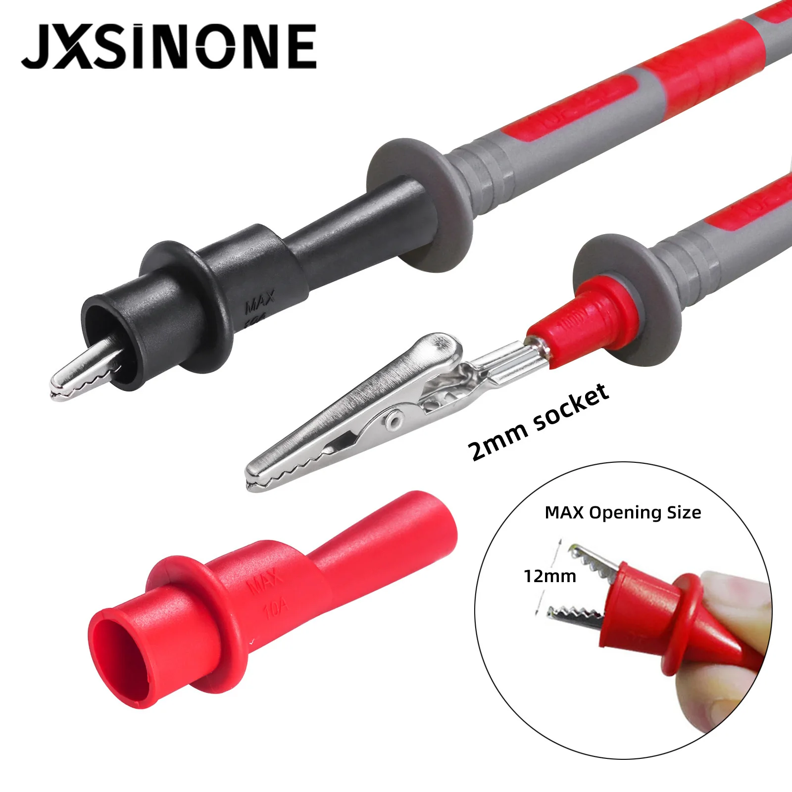 JXSINONE P1308B 18PCS Test Lead Kit 4MM Banana Plug To Test Hook  Replaceable Multimeter Probe Test Wire Probe Alligator Clip