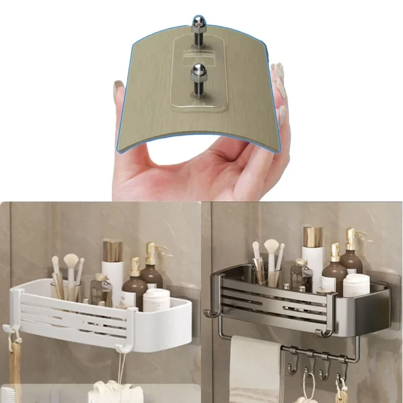 

Multipurpose Rectangle with Hooks Bathroom Accessories Shelf Tool Wall-mounted Kitchen Bottle Box Storage Rack Basket