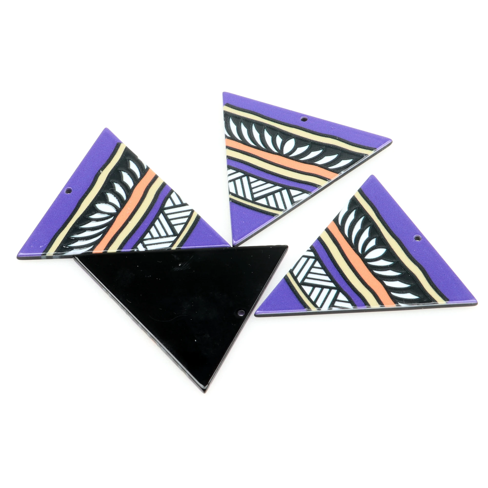 Printed Acrylic Earring Charm,Triangle Shaped Flat Pendant,Necklace Component,DIY Connector,Jewelry Supplie,48.5x48.5mm,ACL-295