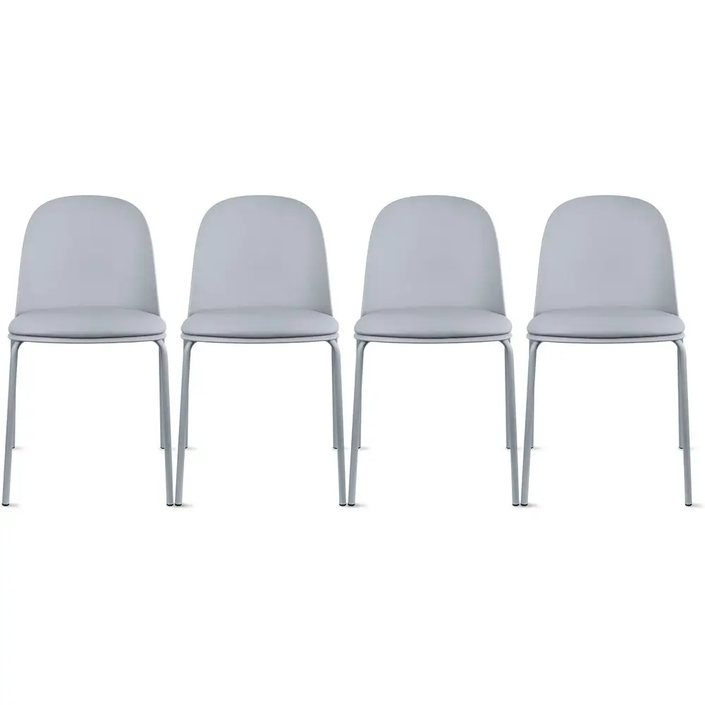 

ern Stackable ArmlDining Chair | Plastic Shell Seat with Metal Legs | Indoor or Outdoor Use | Home Kitchen Patio (4, Grey, Padde