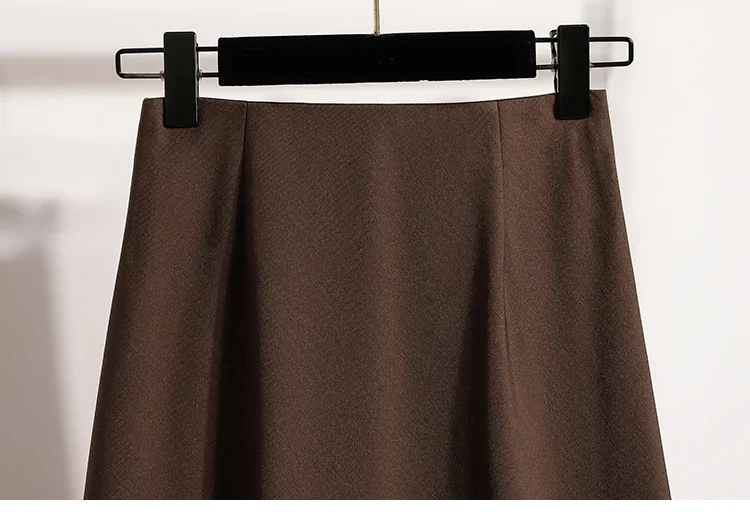 Koreanischer Stil Einfarbiger Hochtaillierter Elastischer Rock für Damen A-Linie 2026 Frühling Herbst Neu Elegant Vielseitig Alltagsrock – Detail 31