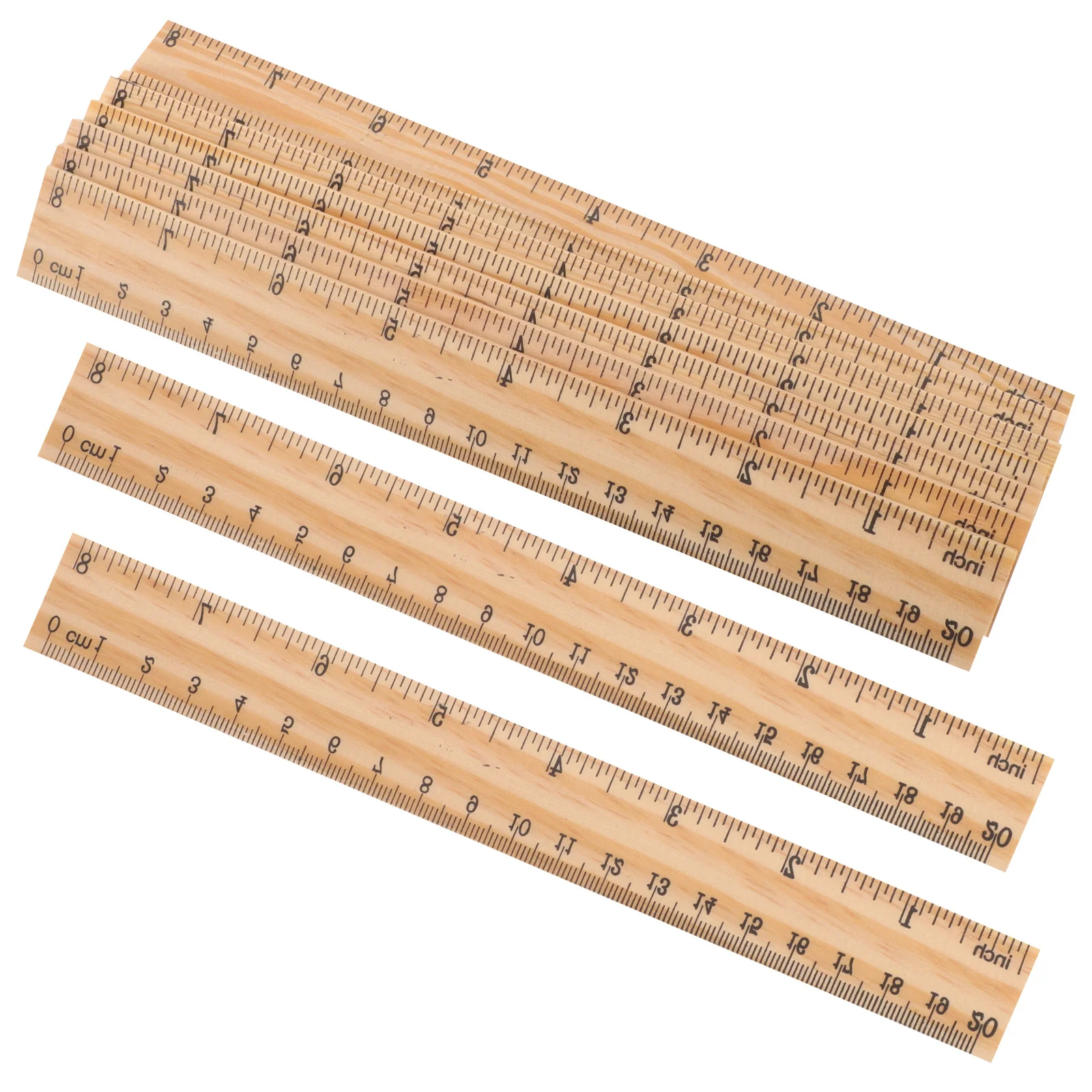 30Pcs 20Cm Wooden Ruler with Dual Scale Straight Edge Measuring Tool for School Office Home Learning Aid Straight Ruler