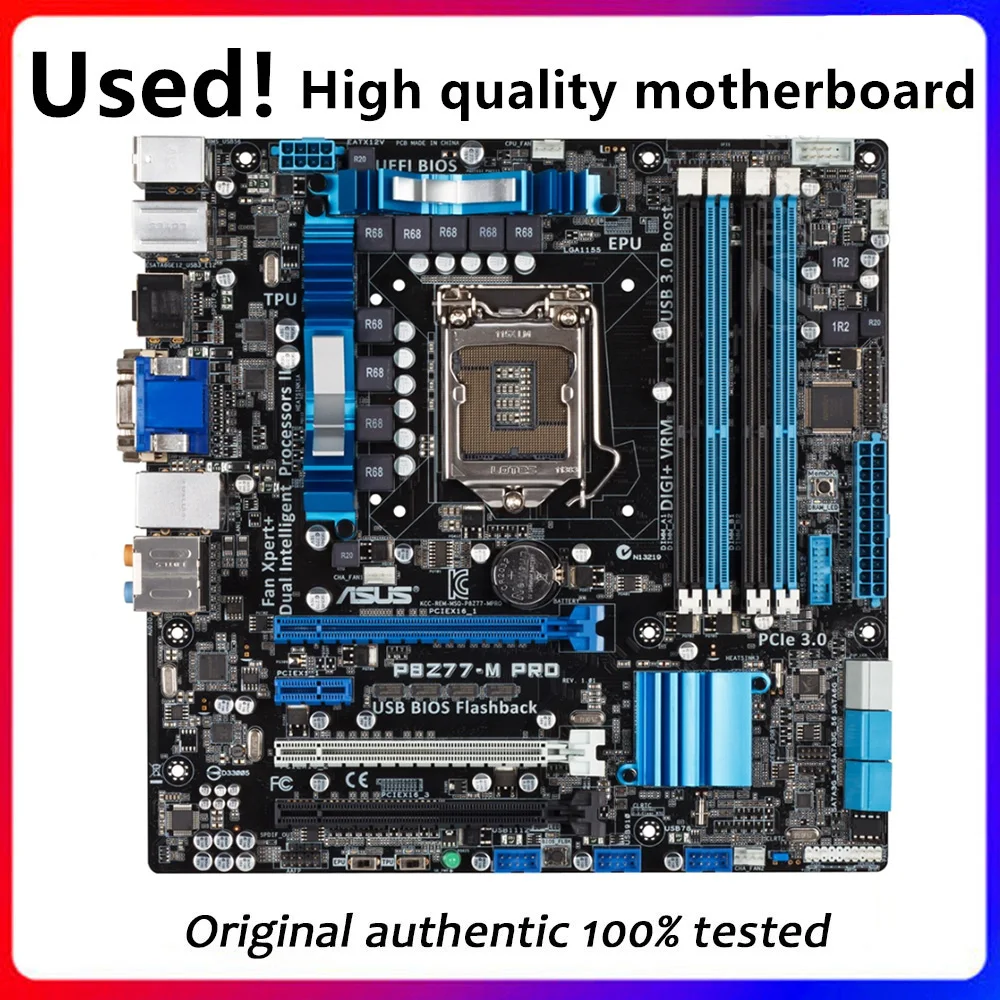 For ASUS P8Z77-M PRO Computer Motherboard LGA 1155 DDR3 32GB For Intel Z77 P8Z77 Desktop Mainboard  SATA II PCI-E X16 Used