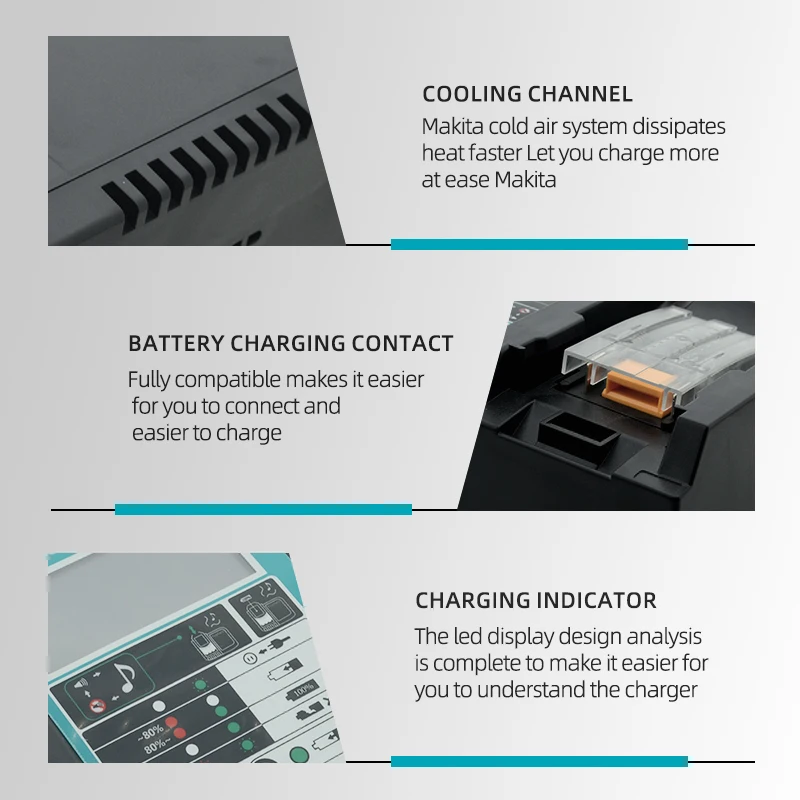 Makita 18V charger with rechargeable battery for Makita BL1830 BL1830B BL1840 BL1850 BL1850B original charger fast charging