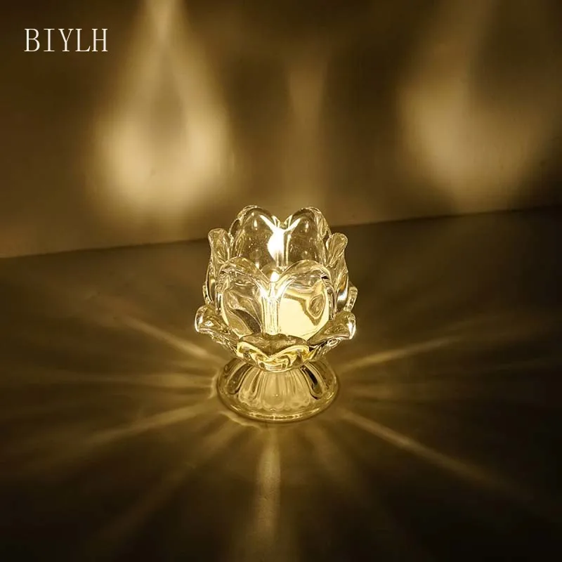 Nordic Style High-legged Candlestick Home Decoration Glass Candle Cup Pedestal Transparent Tulip Lotus Candle Holder Ornament