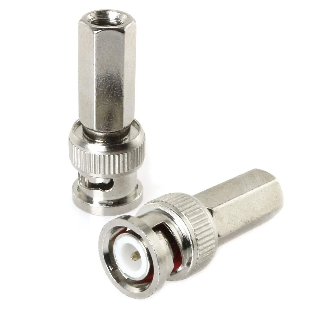 8Pcs BNC Compression Connector Low Loss Male RG59 Coax Coaxial Connectors Cable Adapters 50 Ohm Coupler with Copper Pin