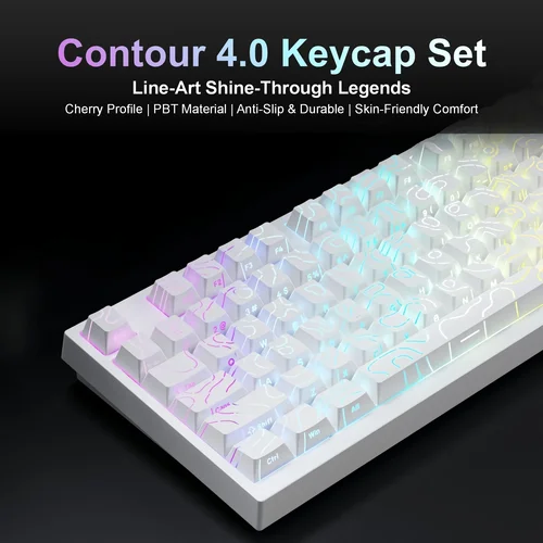 Nuevo juego de teclas Contour 4.0 de 98 teclas: PBT de doble disparo, perfil Cherry, se adapta a teclados 60%/65%/75%/TKL, accesorios para teclado para juegos
