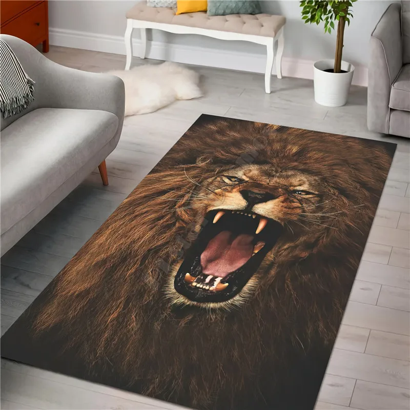 The Alpha King Lion Combo Rug 3D All Over Printed Carpet Mat for Living Room Doormat Flannel Print Bedroom Non-slip Floor Rug